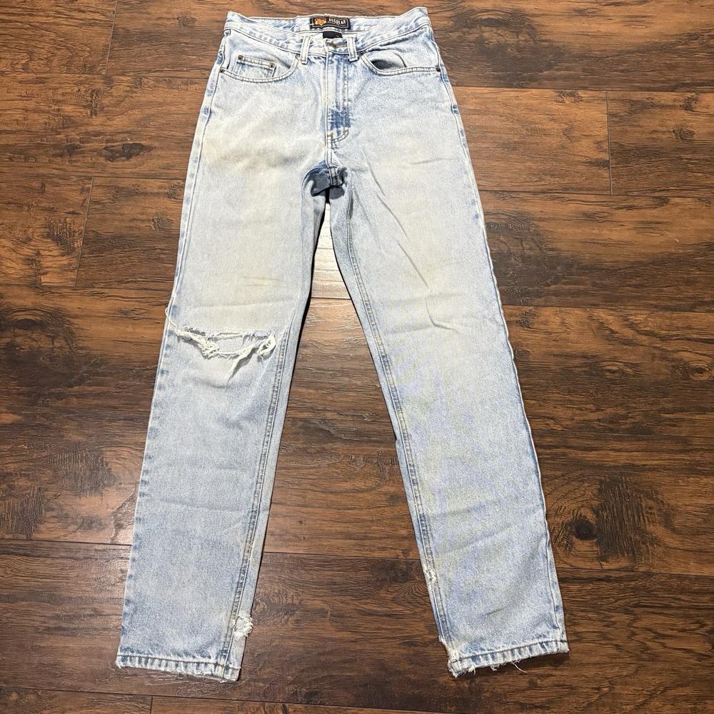 Vtg Y2K Route 66 Jeans Mens 28x32 Thrashed Grunge Skater Distressed Stained Wash